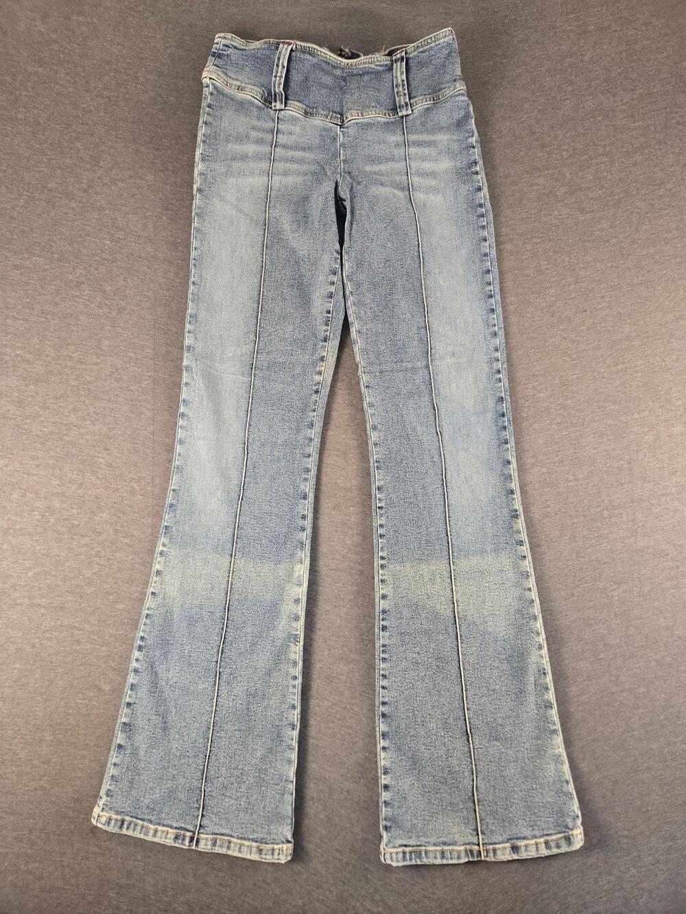 VTG Y2K Refuge Low Rise Seamed Flare Jeans Pop Star Aesthetic Sz 29